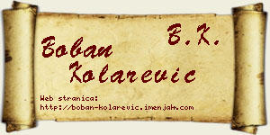 Boban Kolarević vizit kartica